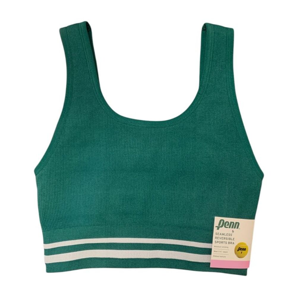 Rain Forest - Penn Womens Seamless Reversible Sports Bra, Moisture Wicking Ribbe